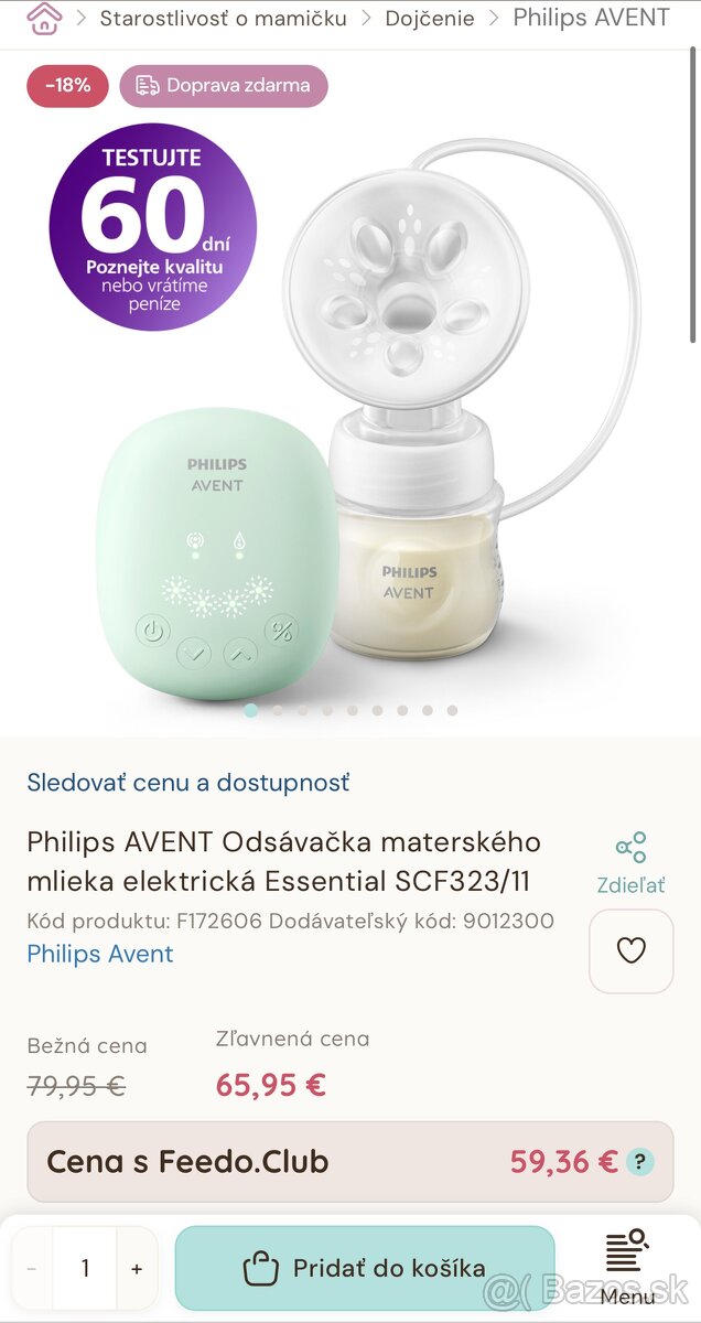 NOVÁ el. Odsávačka Philips AVENT