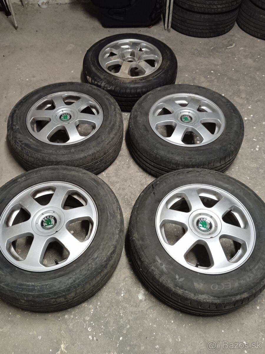 Elektróny 5x100R15+letné pneu.205/65 R15 - 5 ks- škoda,audi,