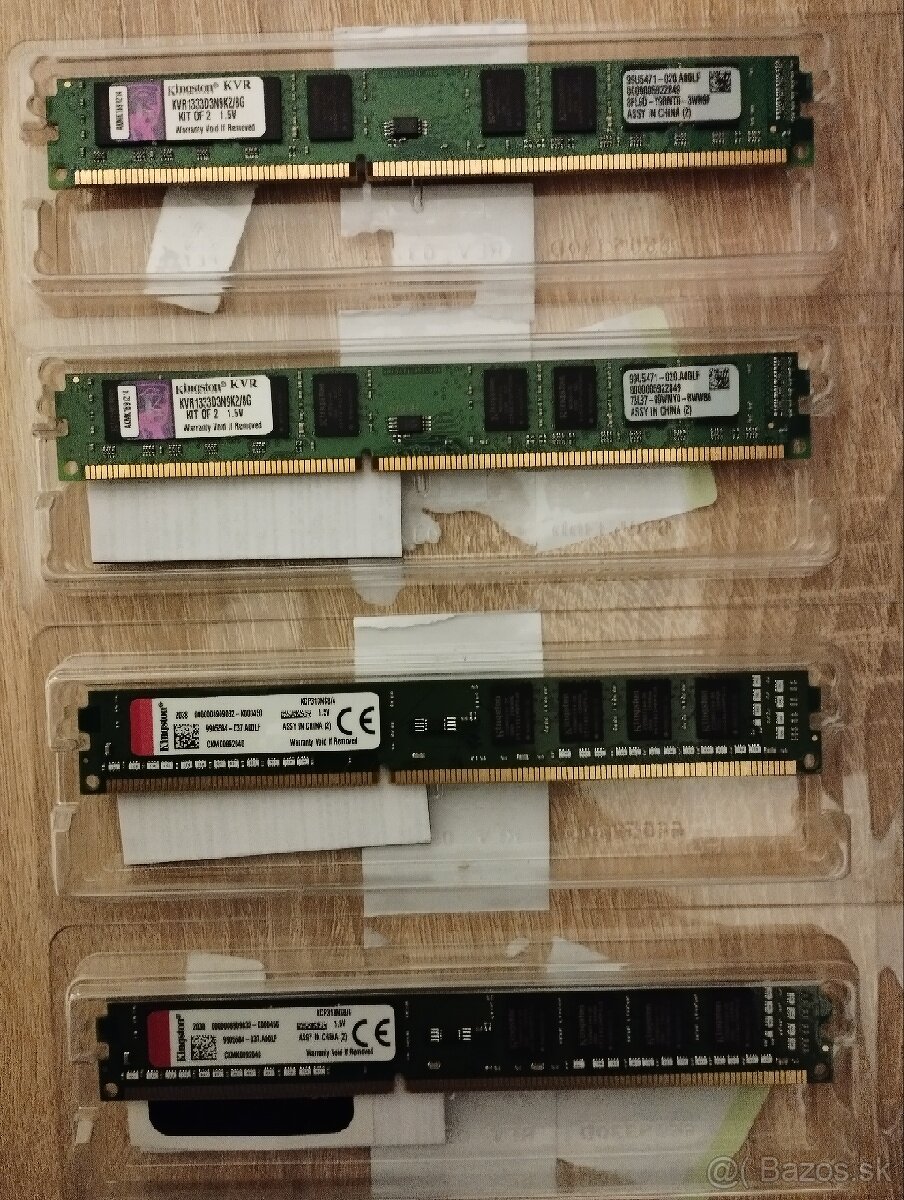 4x Kingston 4 GB DDR3 1333 MHz RAM pamäte