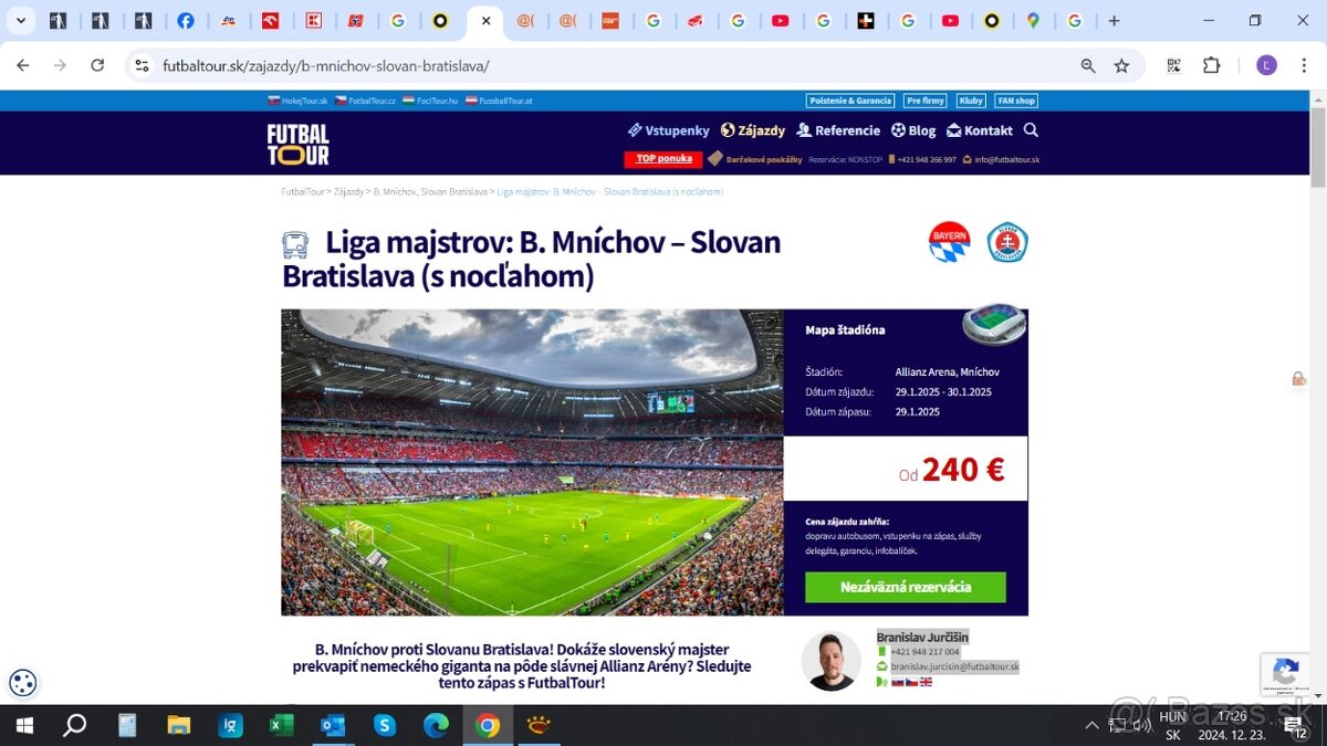 Zájazd pre 2 osoby FC Bayern Mníchov - Slovan Bratislava