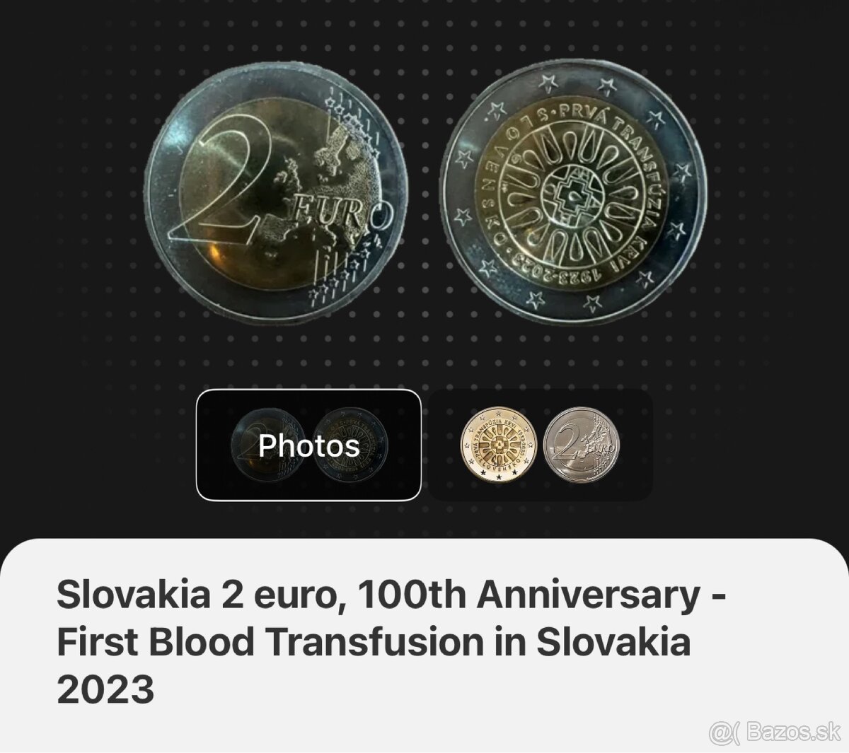 2€ minca Slovensko Prvá transfúzia krvi