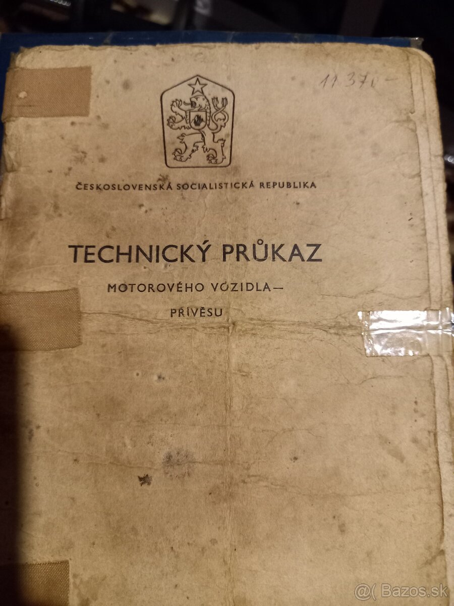 Predám Technický preukaz na Motocykel Jawa 350