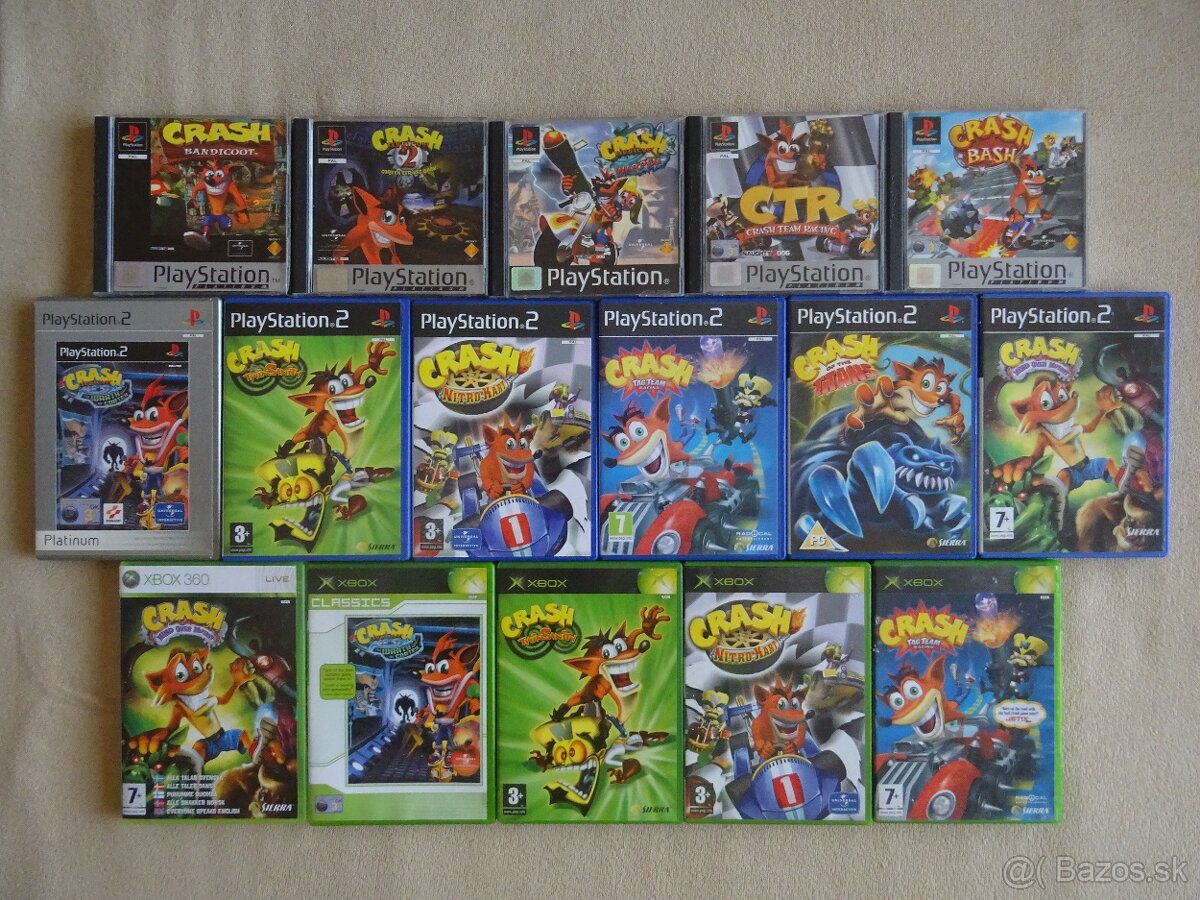 CRASH BANDICOOT na ps1, ps2, ps3, xbox, xbox360 VŠETKY ČASTI