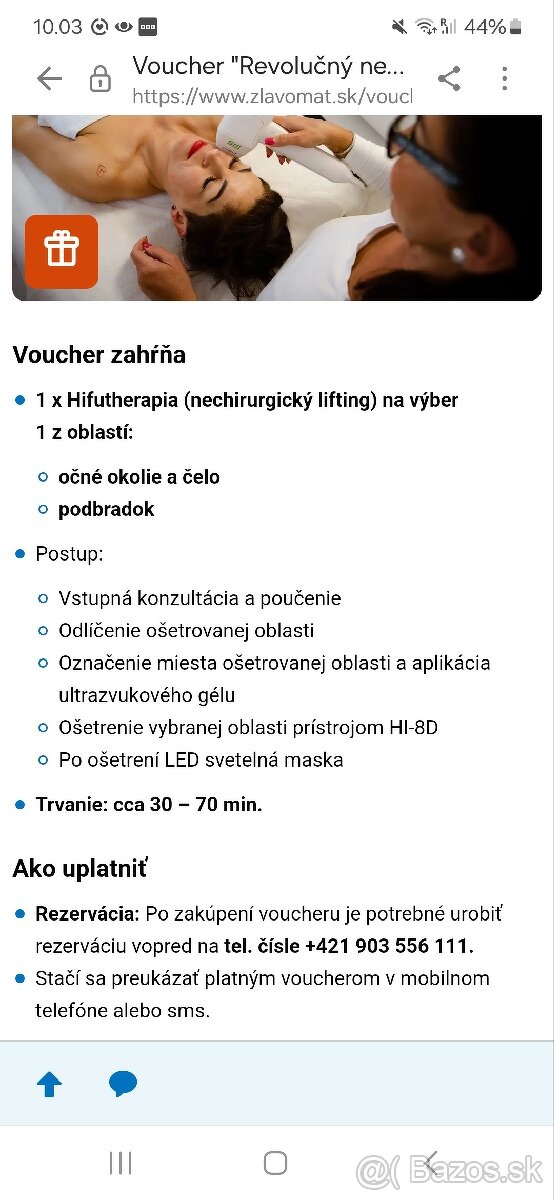 Poukážka na Hifutherapy – očné okolie + čelo ALEBO podbradok