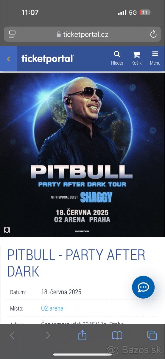 Pitbull Praha O2 arena 2x VIP pod podiom