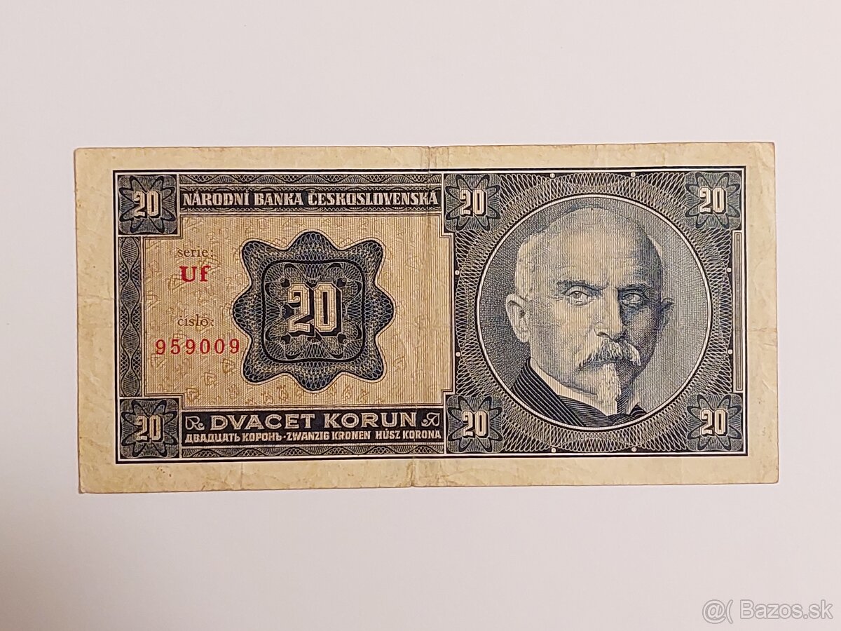 Originál 20 korún 1926 1.ČSR