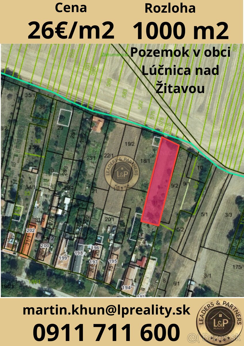 Na predaj záhrada Lúčnica nad Žitavou 1000m2