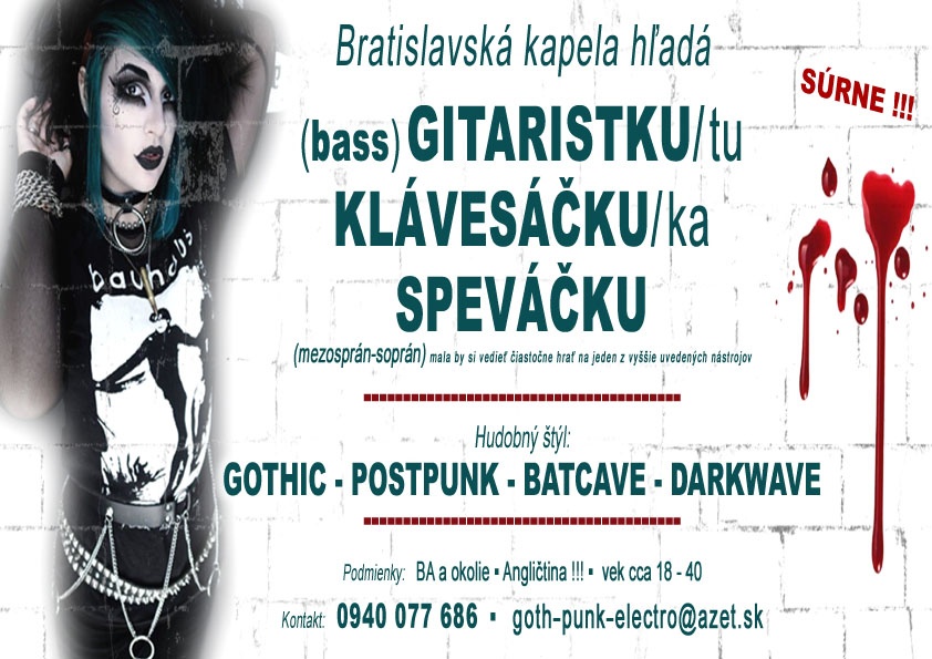 Hľadá sa Basák/čka, Speváčka (darkwave-batcave)