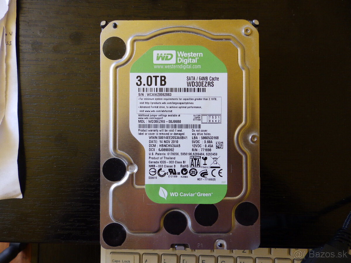 Nefunkčný HDD WD Green 3TB