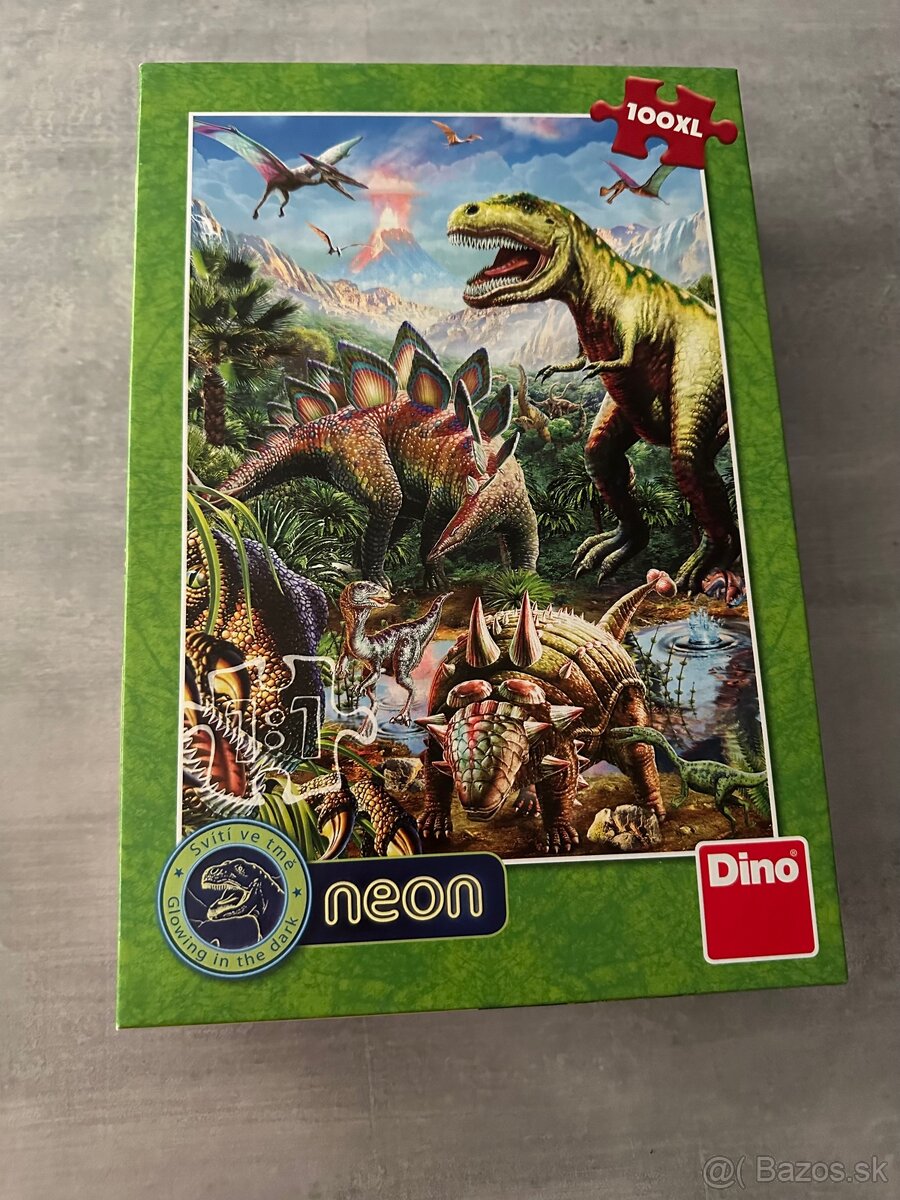 Detske neonove puzzle Dino