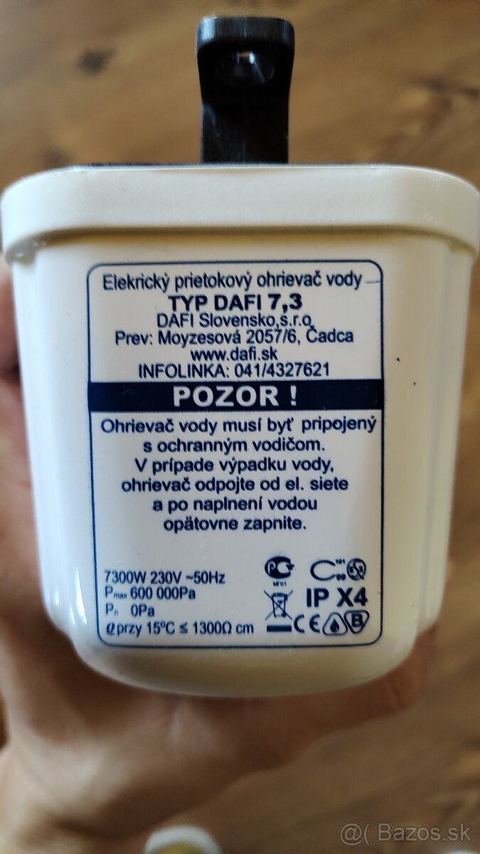 Prietokový ohrievač vody Dafi poddrezový 7,3 kW 230V