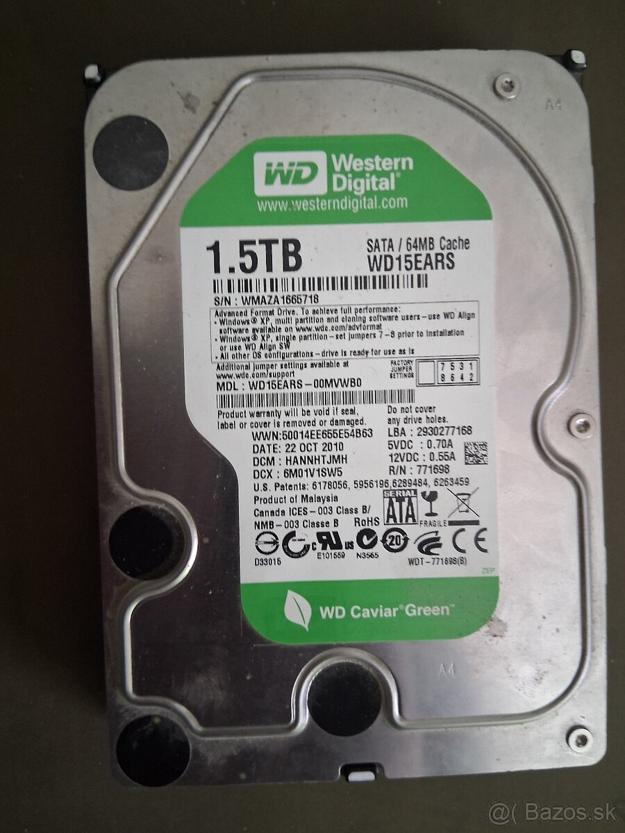 1,5 TB 3.5" SATA Western Digital