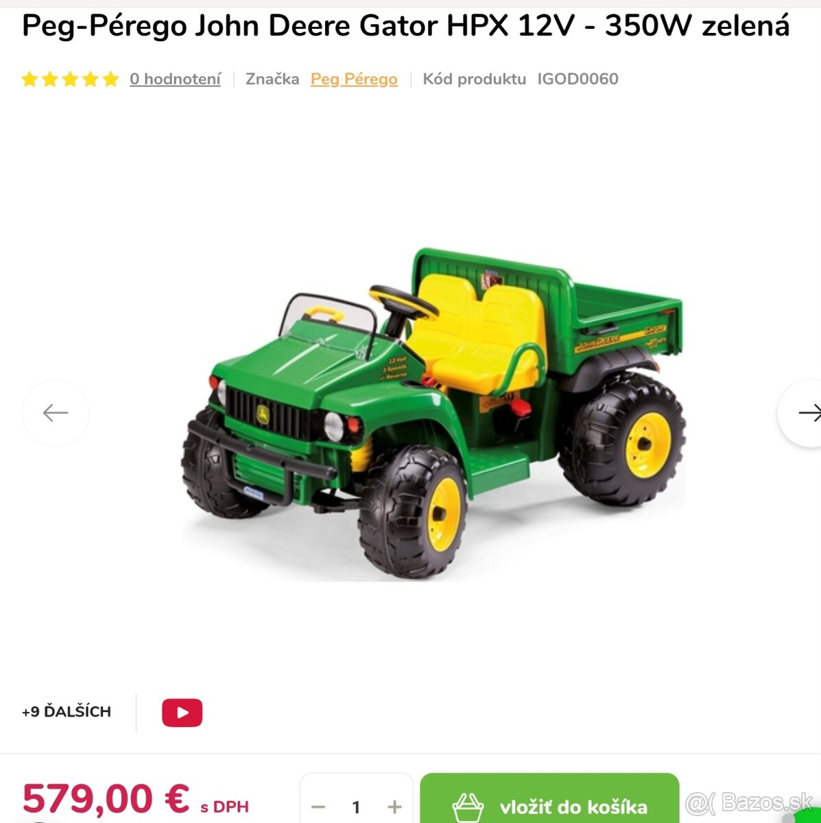 Peg-Pérego John Deere Gator HPX 12V - 350W zelená