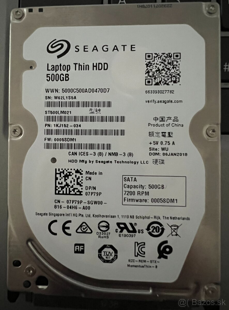 SEAGATE Disk 500GB 2,5"/7200Rpm/32MB/SATA3/7mm ST500LM021