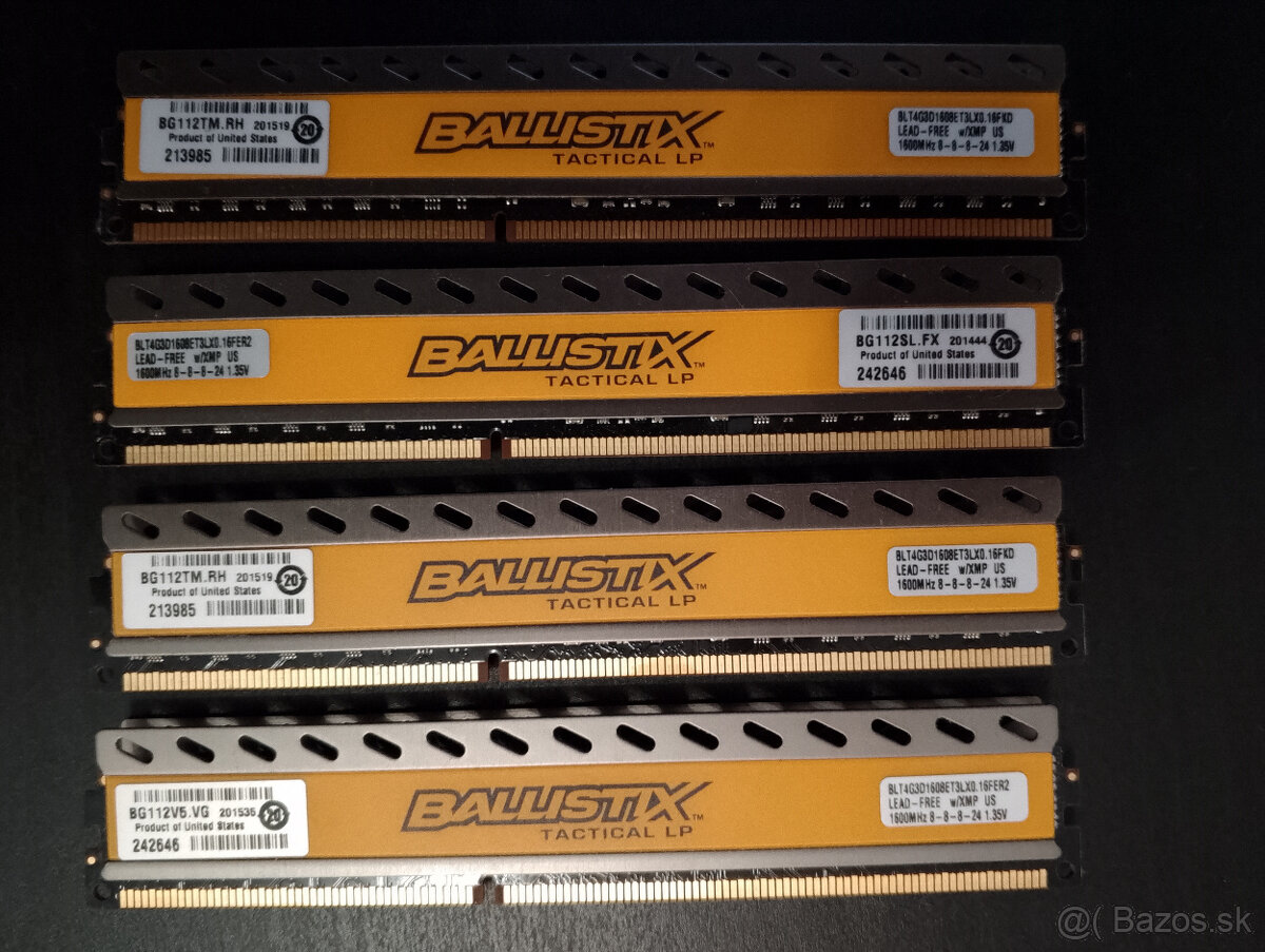 16GB (4x4GB) Crucial Ballistix DDR3 1600MHz CL8 1.35v,DDR3LP