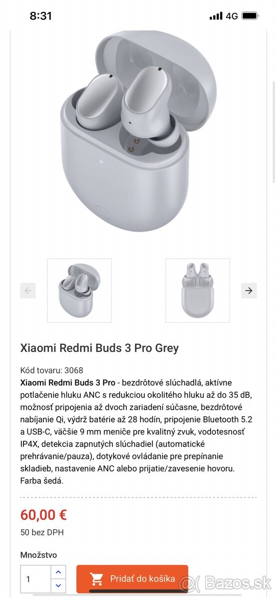 bezdrotové slúchadká Redmi Buds 3 pro