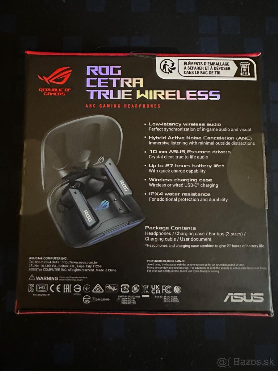 Herné bezdrôtové slúchadlá ASUS ROG Cetra True Wireless.