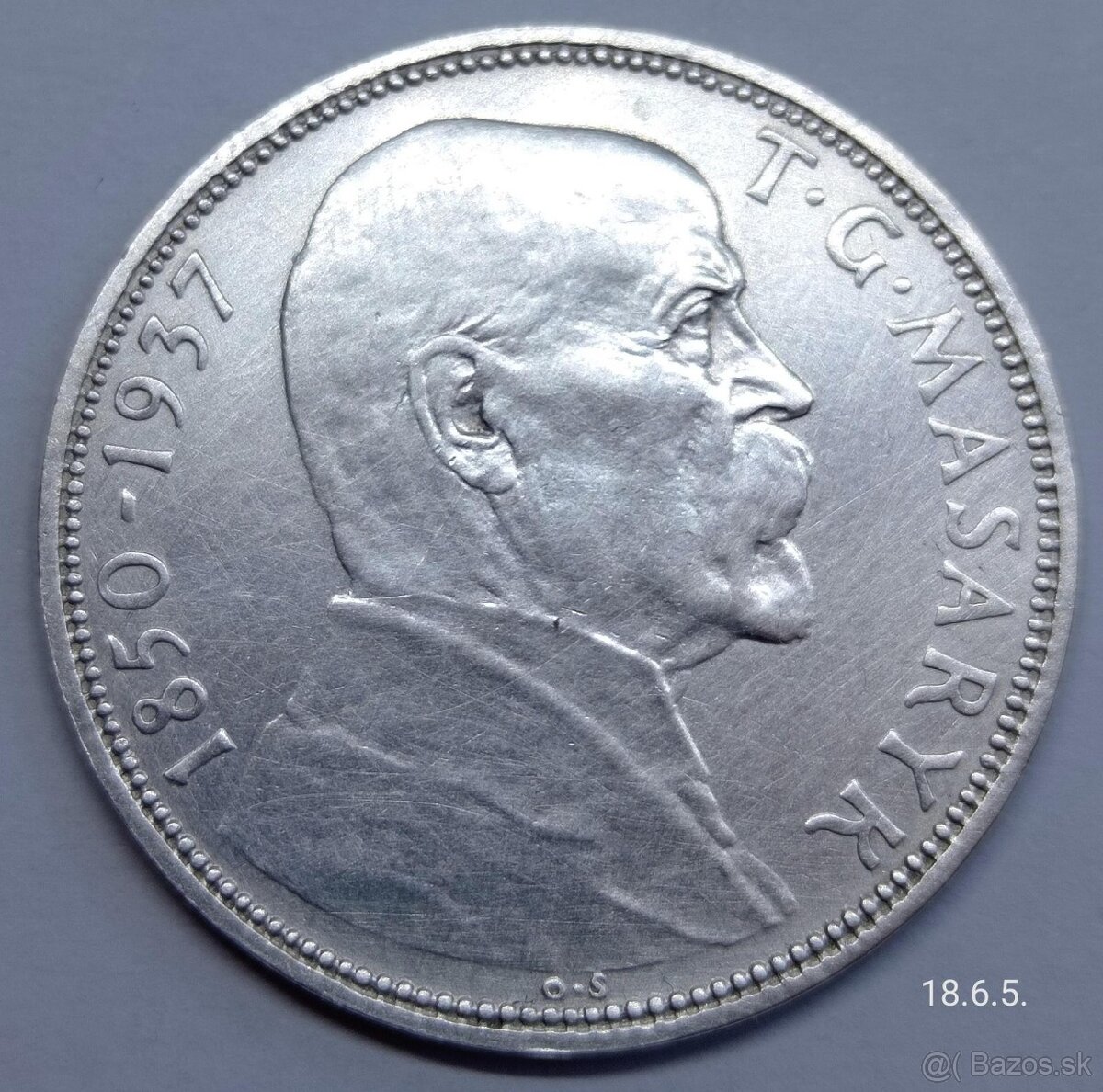 Stříbrná mince 20 koruna 1937 Masaryk