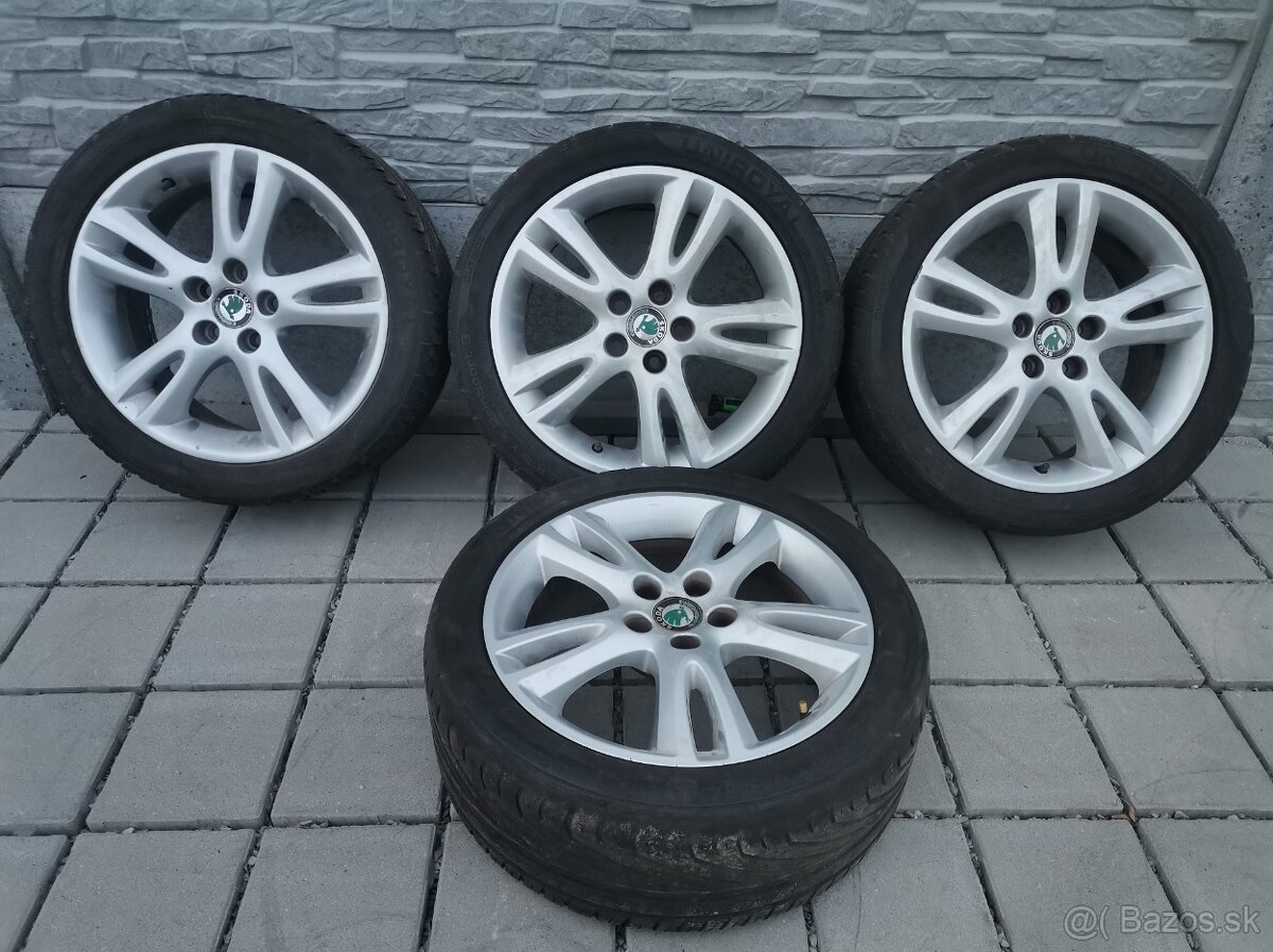 Alu disky 5x100 R16 Škoda + 205/45 R16 letné pneumatiky