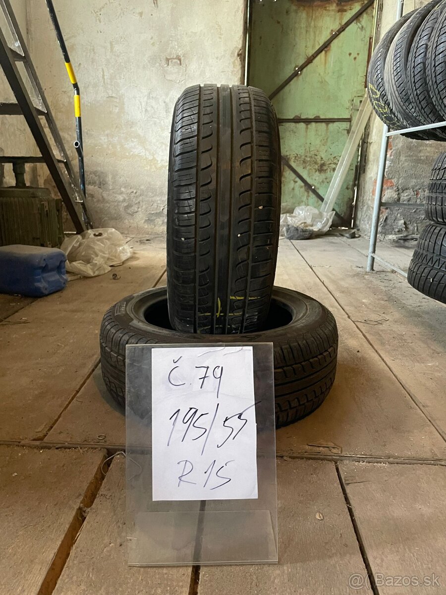 79. Pirelli P6 195/55 R15 Letná 2004 7,5mm 2ks 7,5€/ks