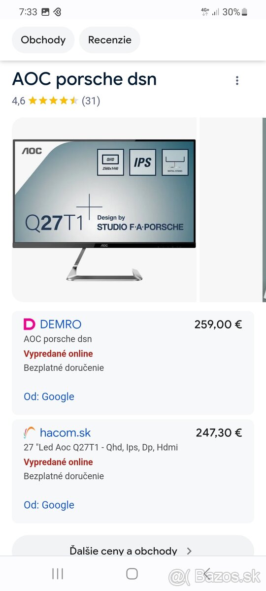 AOC Q27T1 monitor porsche design