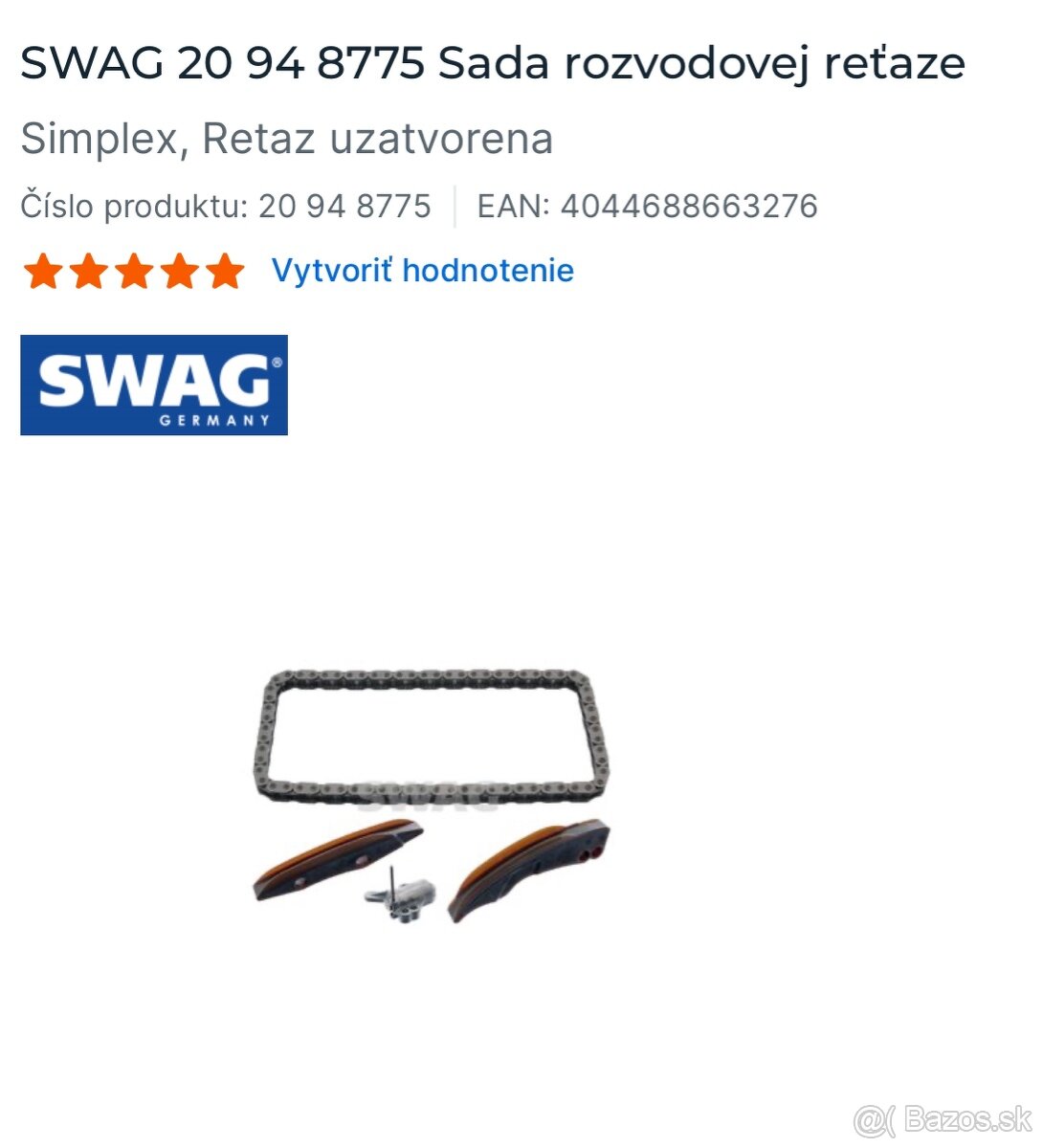 rozvodová reťaz SWAG BMW f10 525xd