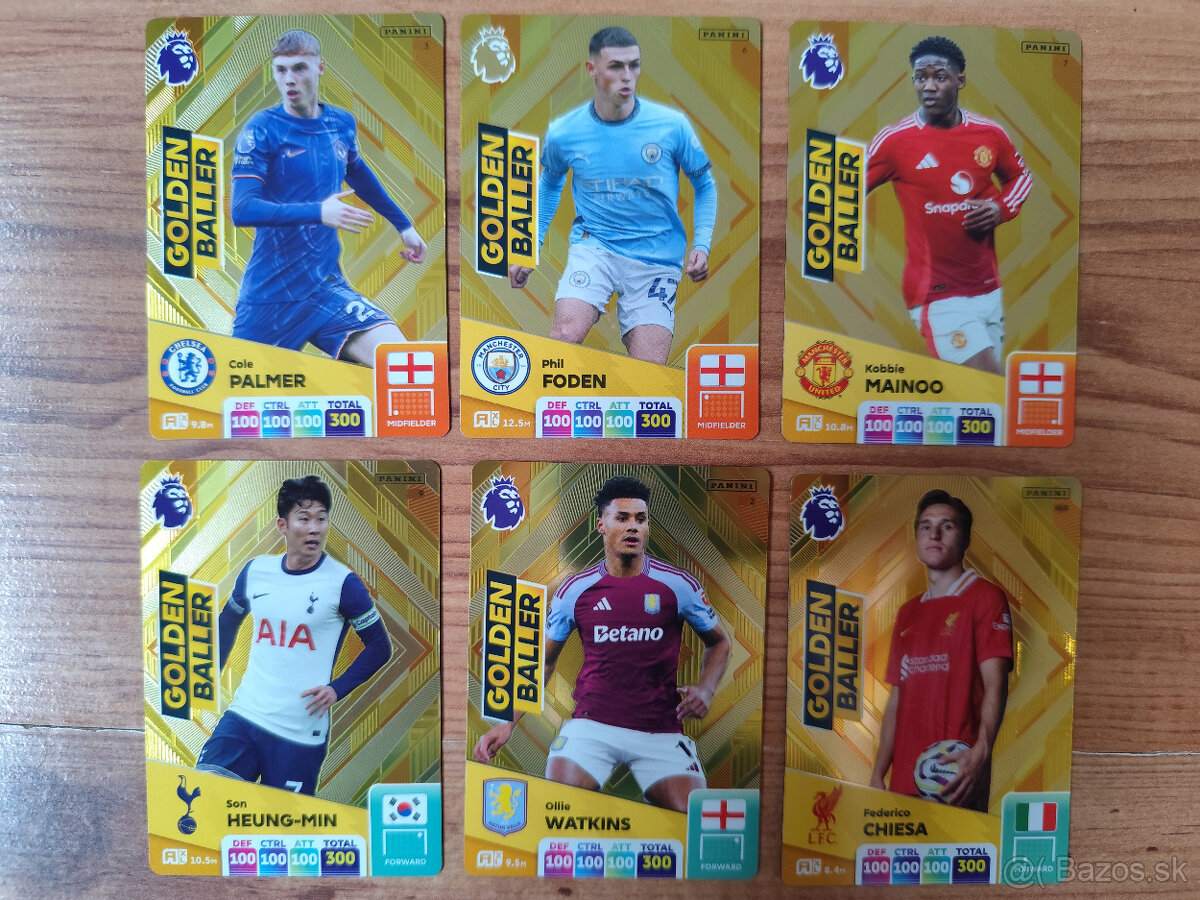 Premier League 2025 Futbalové kartičky Panini Adrenalyn.