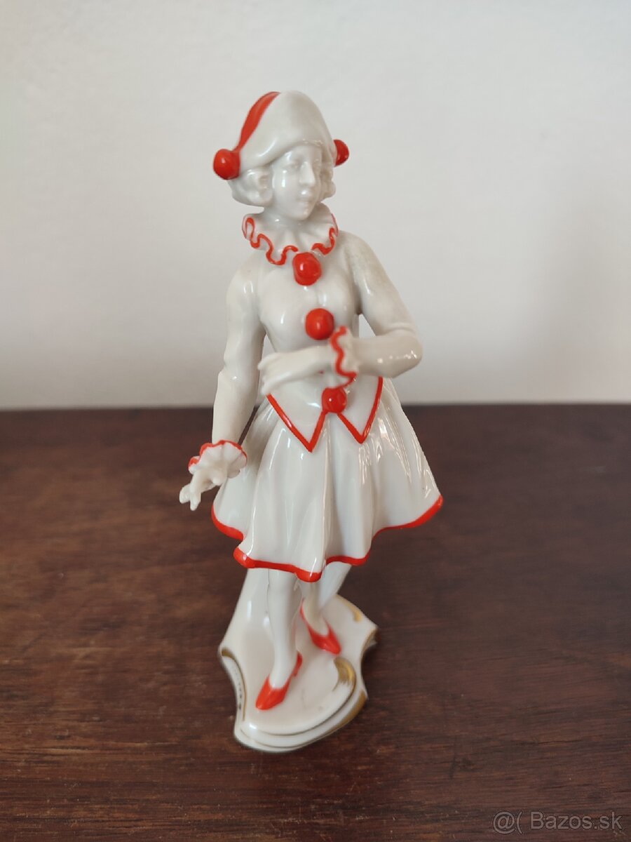 Volkstedt kolombína pierotka porcelánová soška 13 cm