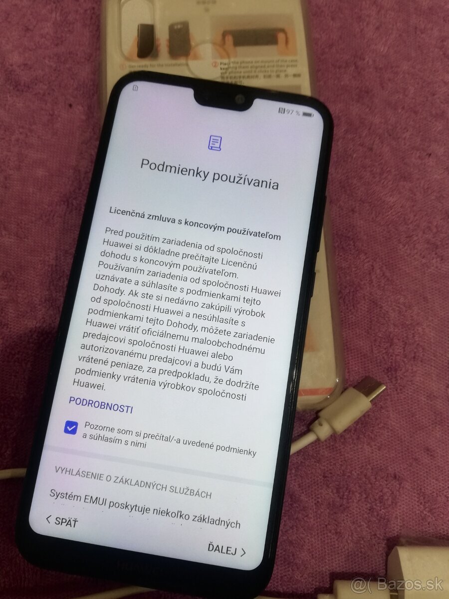 Huawei p20 lite, nabíjačka, kábel, kryt, Google blok