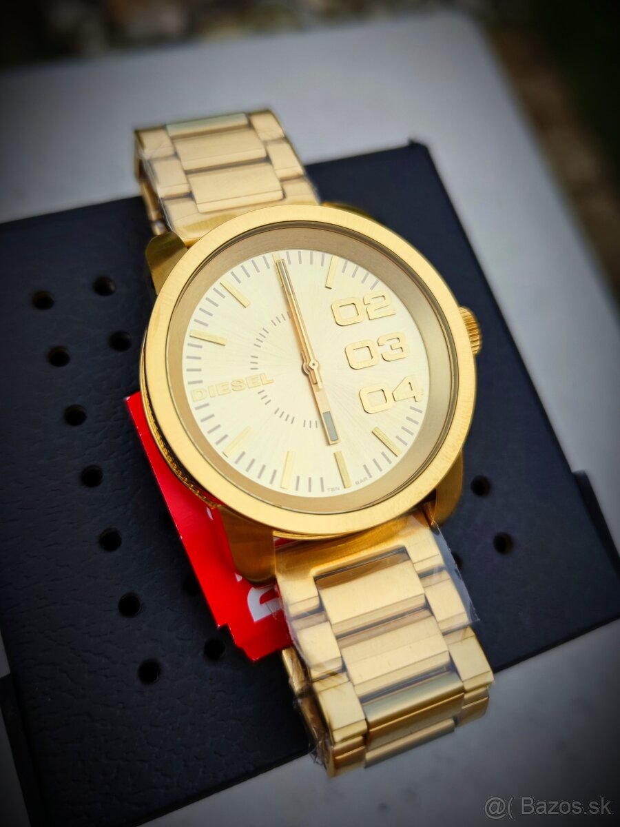 Zlaté hodniky DIESEL - Double Gold 46 mm, ORIGINÁL s krab