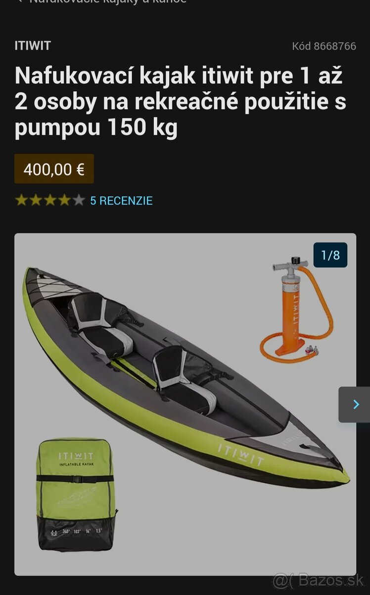 Predám kajak pre 2 osoby