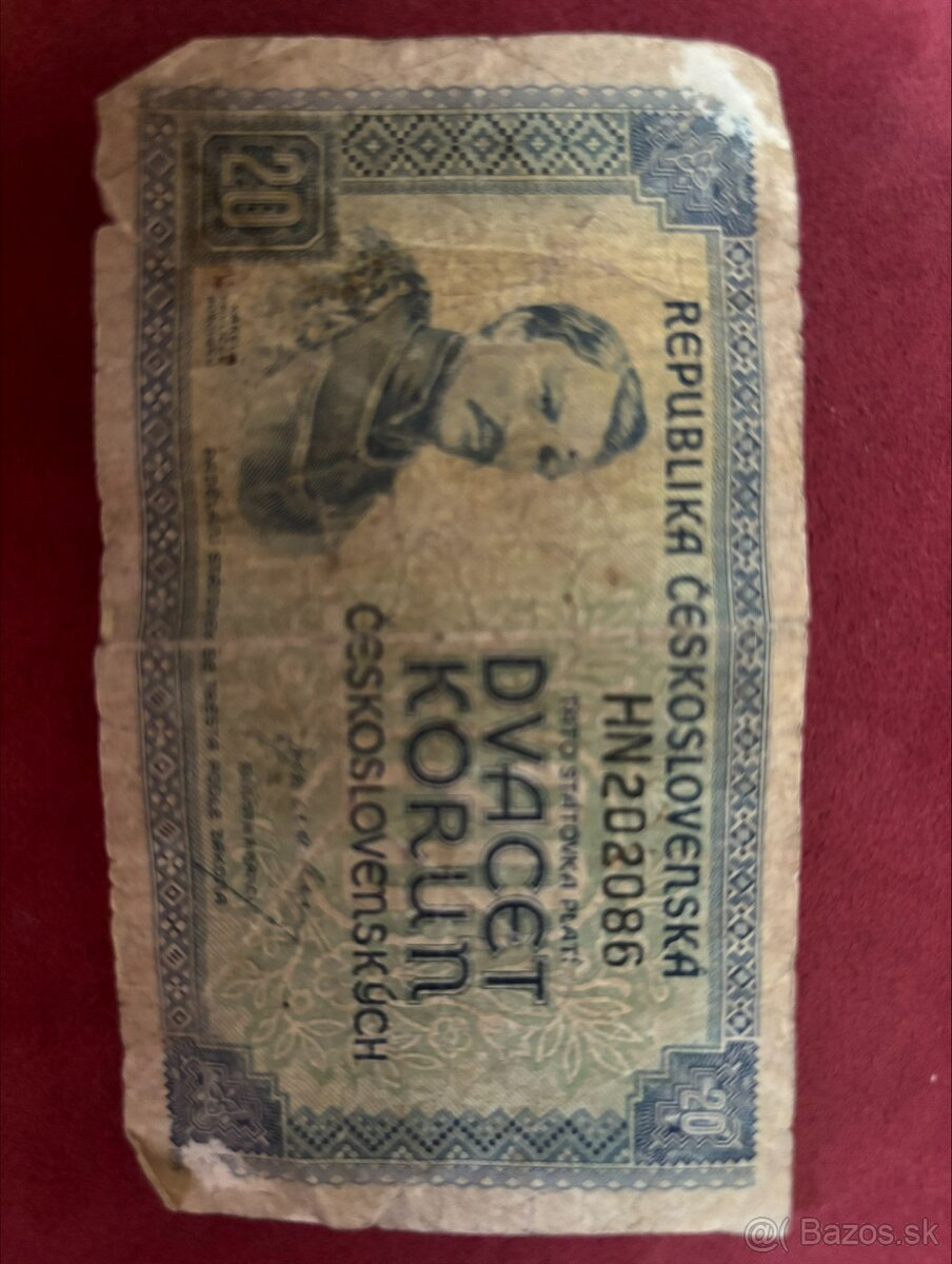 Československá bankovka - 20 dvacet korun - 1945