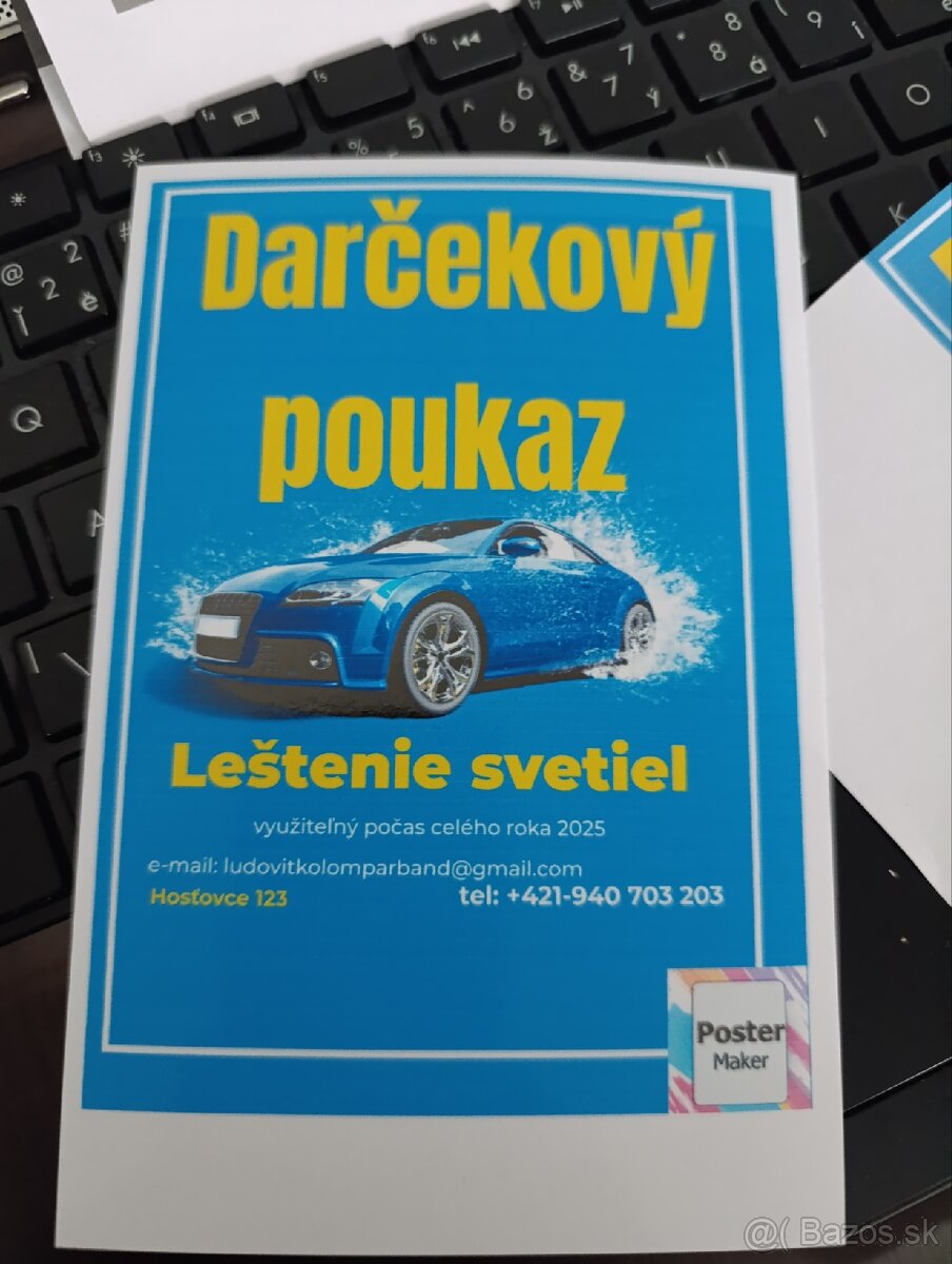 Darčekový poukaz na leštenie svetiel