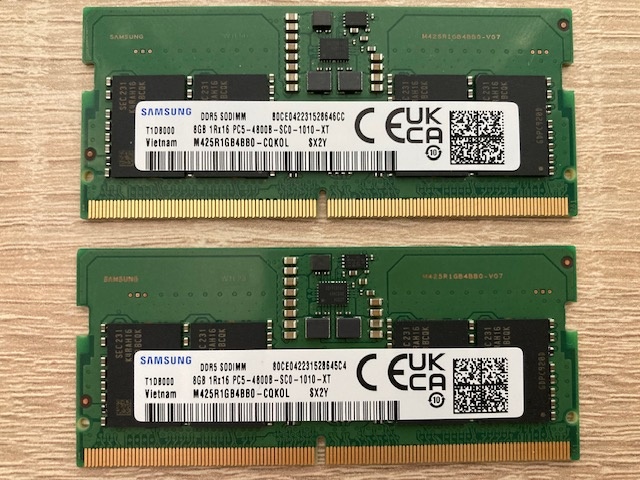 Predám RAM 2x pre Notebook, Samsung 8GB DDR5 SODIMM 4800MHz