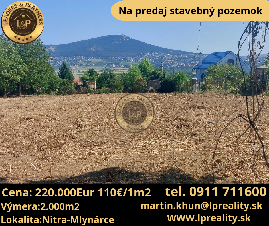 Na predaj pozemok Nitra-Mlynárce 2000m2