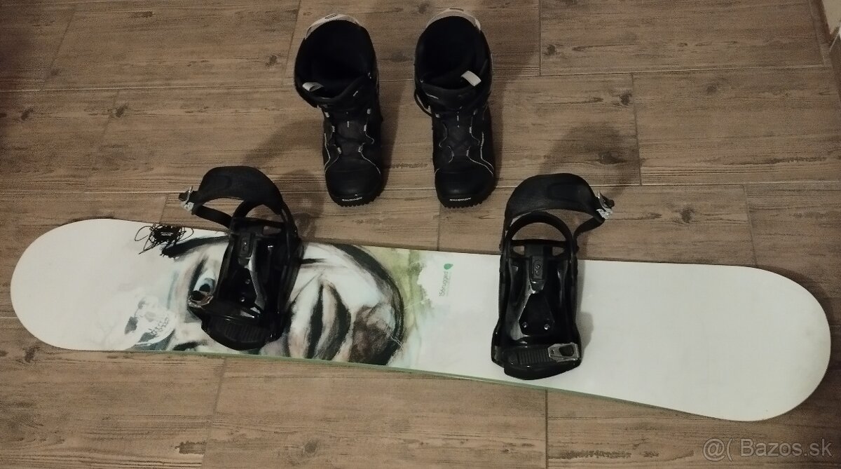 Predám snowboard s viazaním a topánkami.