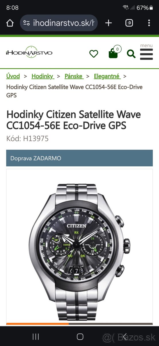 Predam CITIZEN SATELLITE WAVE CC1054-56E Eco-Drive GPS