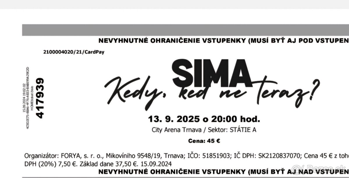 Koncert SIMA - Kedy keď nie teraz