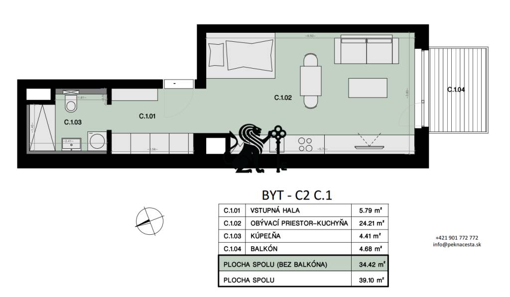 Na predaj 1-izbový byt s balkónom - C1