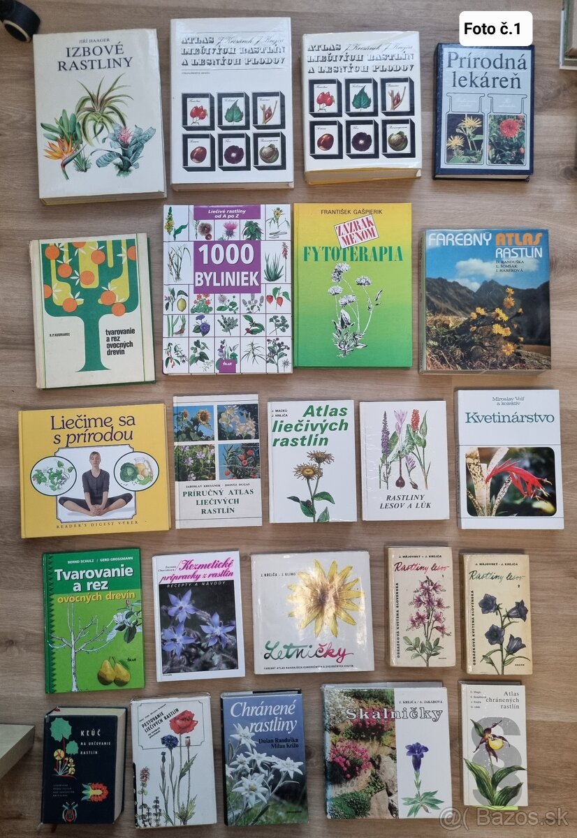 Knihy o hubách, rastlinách, pestovaní a iné na dvoch foto
