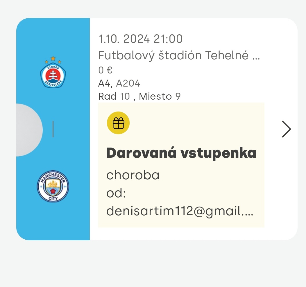 Lístok na Slovan-Manchester City