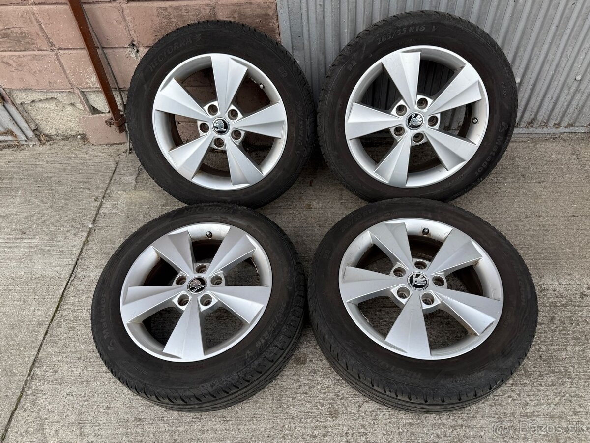 16" Elektrony SKODA 5x112 s letnymi pneu 205/55 R16