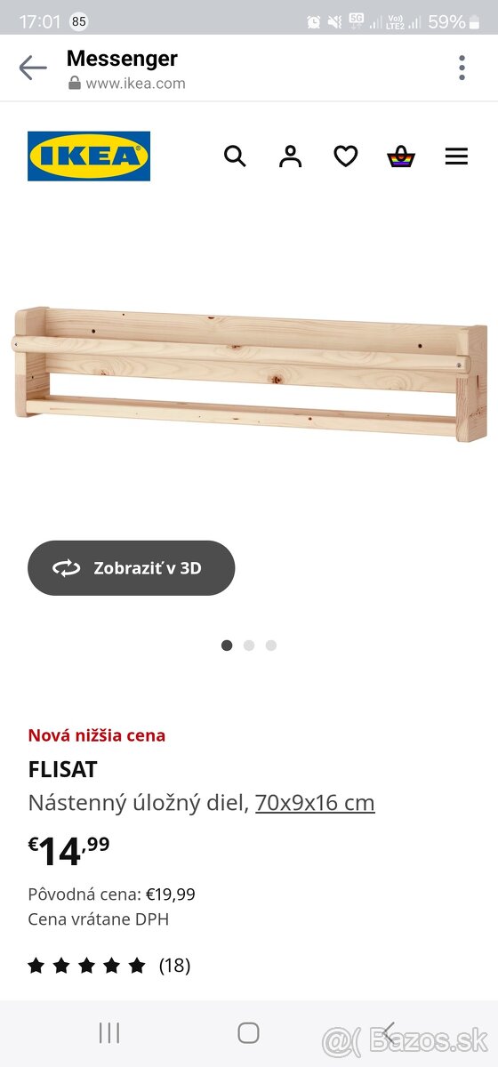 Ikea nastenny ulozny diel Flisat