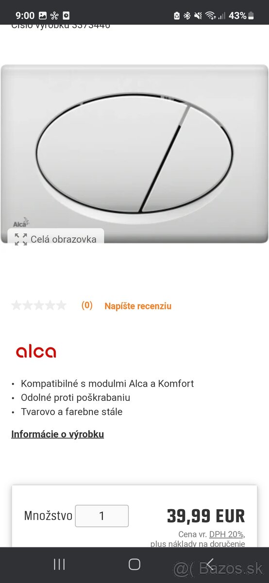 ALCA wc tlačítko