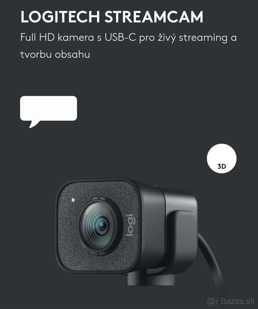 LOGITECH STREAMCAM Full HD kamera s USB-C pro živý streaming