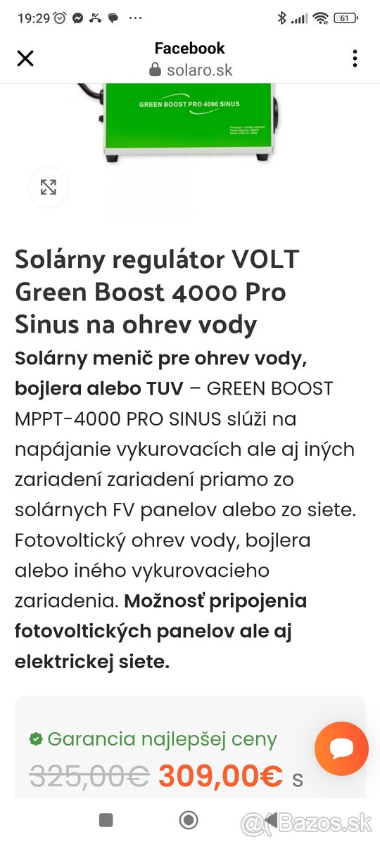 Solárny menič 4kw na ohrev vody napojenie spotrebičov