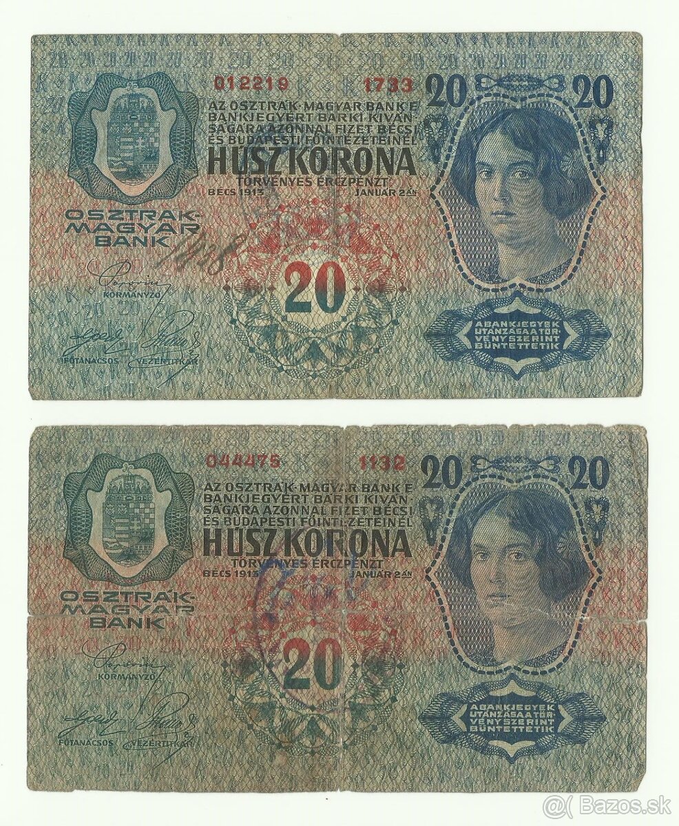 2x20 kronen 1913(19) Juhoslovanské kráľovstvo