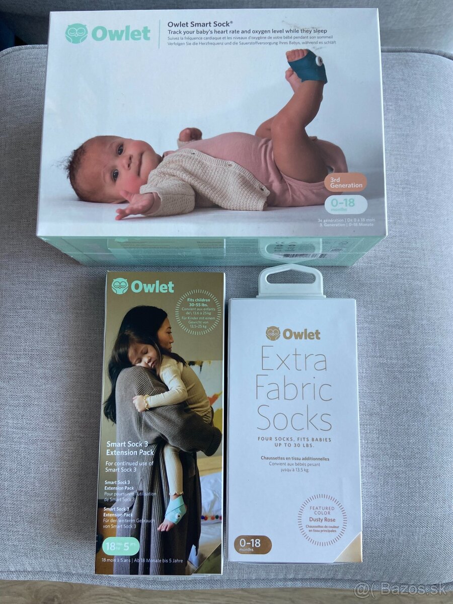 OWLET Smart Sock 3 - modrozelená + Ružová + Sock Plus do 5 r