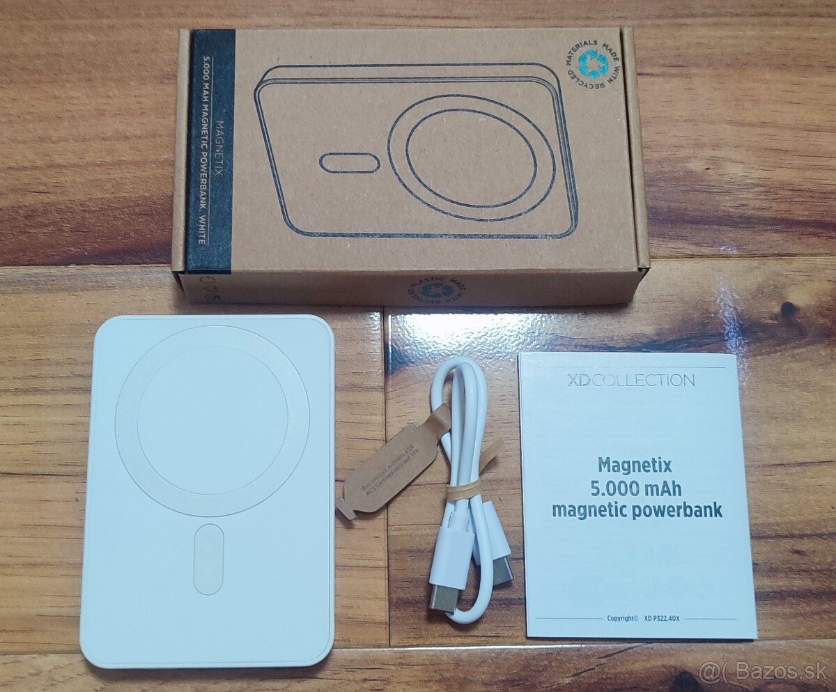 Magnetická powerbanka 5000mAh Magnetix z RCS recykl. plastu