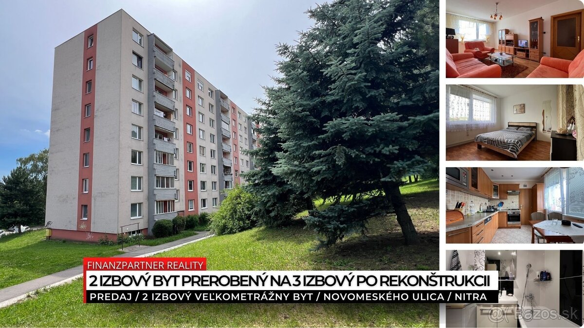 2 izbový byt prerobený na 3 izbový, Novomeského ulica, Nitra